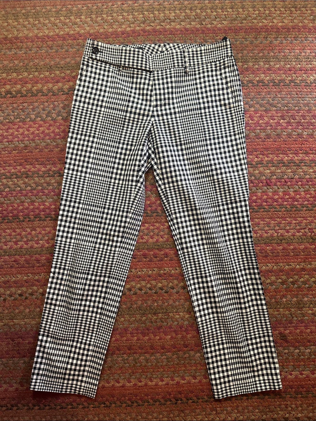 Vtg Gucci Classic Black & White Checkered Trouser Pants Cotton/Silk
